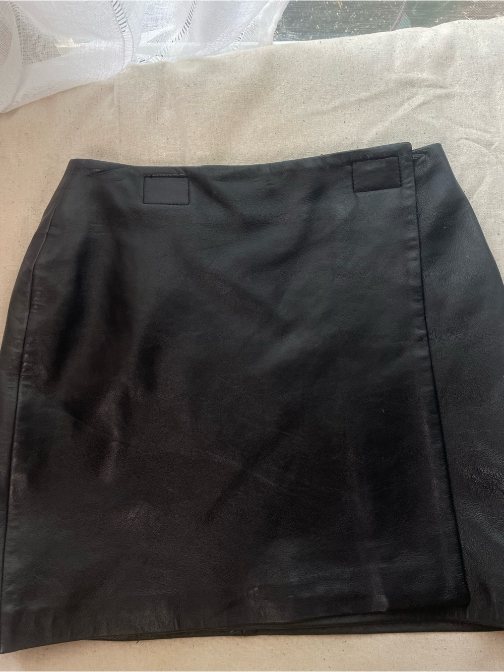 Vintage Hugo Buscati Black Leather Mini Skirto